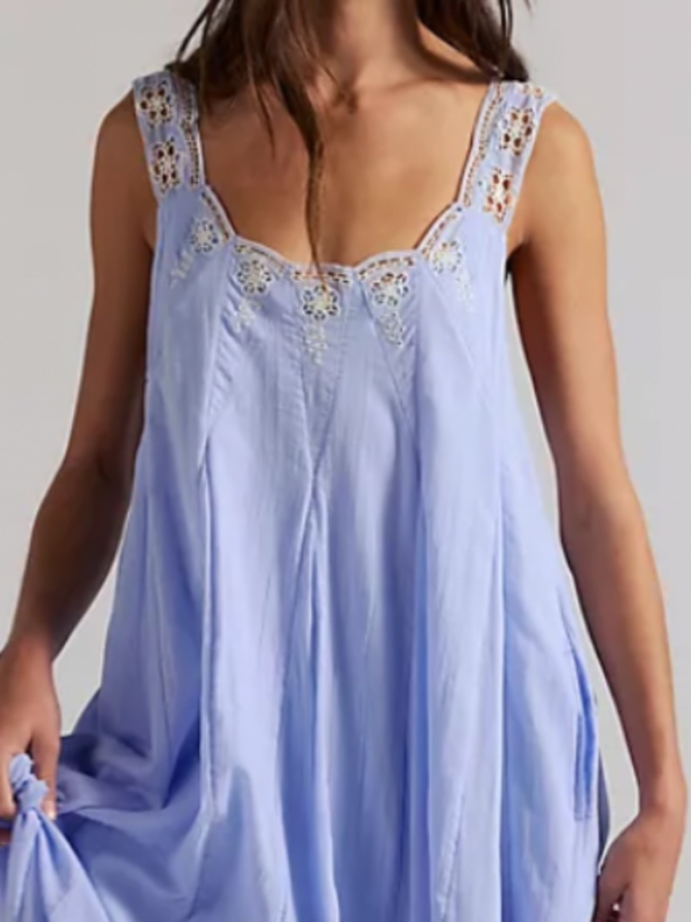 Free People To The Moon Maxi Dress in Poplin Blue Sz XL EUC $168R - Picture 4 of 11